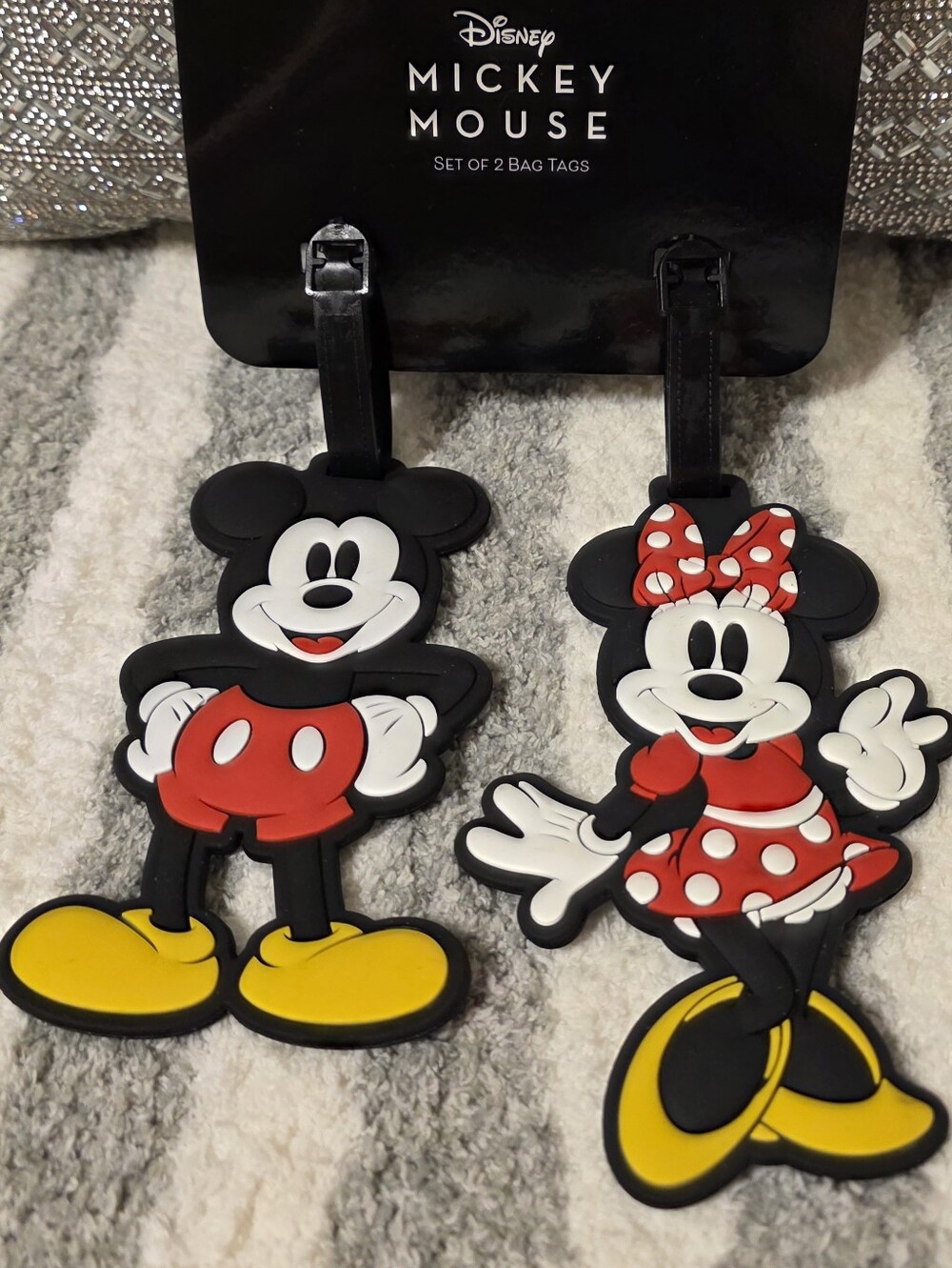 Disney Mickey & Minnie NWT Luggage Bag Tags - Black, Red & Yellow Set Of 2